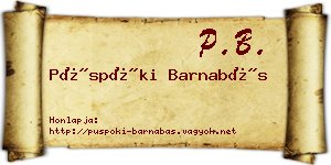 Püspöki Barnabás névjegykártya